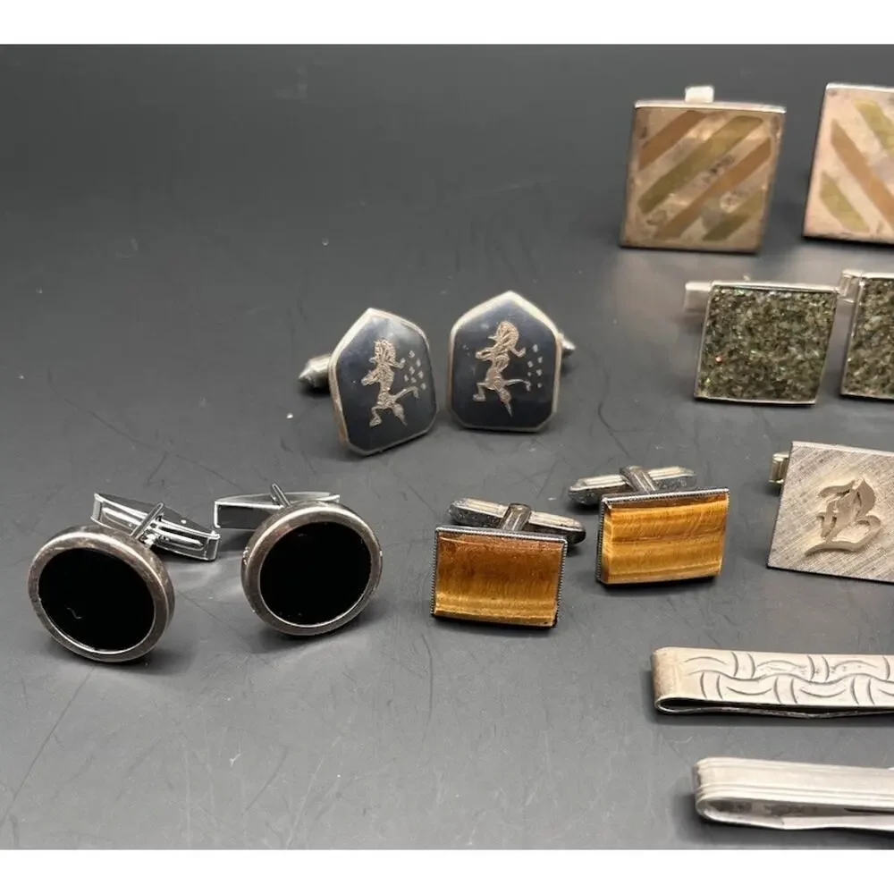 Sterling Silver Cufflinks Lot Vintage Taxco Siam Other Single Craft Scrap AS IS